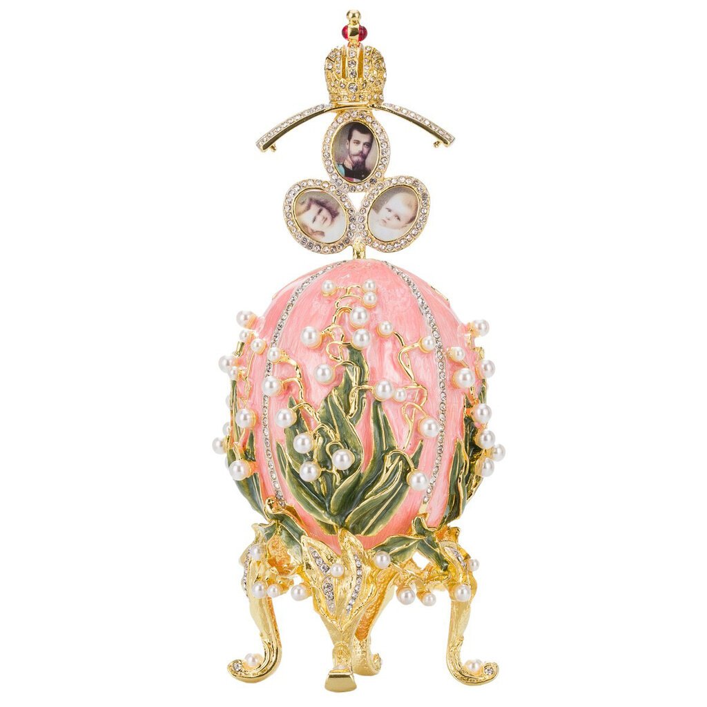 Faberge stiliaus kiaušinis Slėnio lelijos su nuotraukų rėmeliu цена и информация | Kitos originalios dovanos | pigu.lt