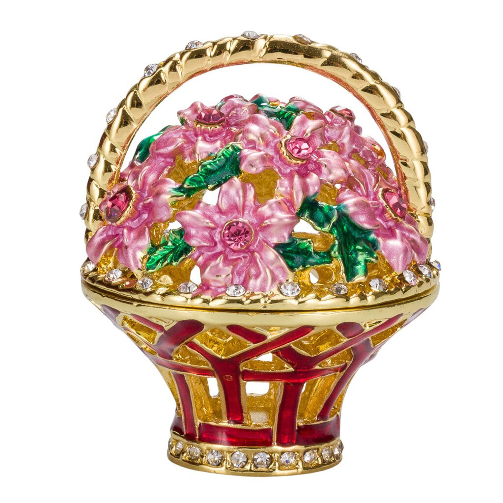 Faberge stiliaus muzikinis kiaušinis, papuošalų dėžutė su gėlių krepšeliu kaina ir informacija | Kitos originalios dovanos | pigu.lt