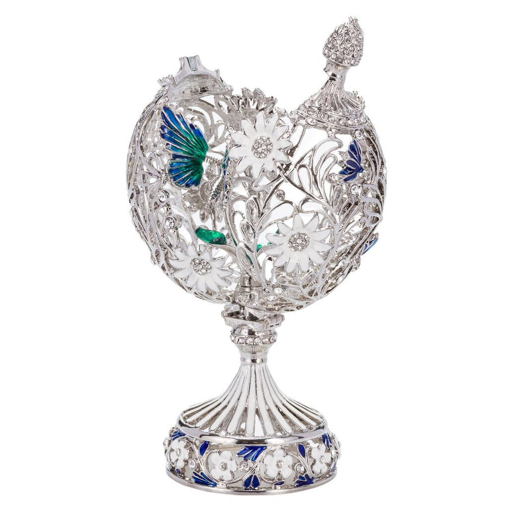 Faberge stiliaus raižytas kiaušinis su gėlėmis ir drugeliais цена и информация | Kitos originalios dovanos | pigu.lt