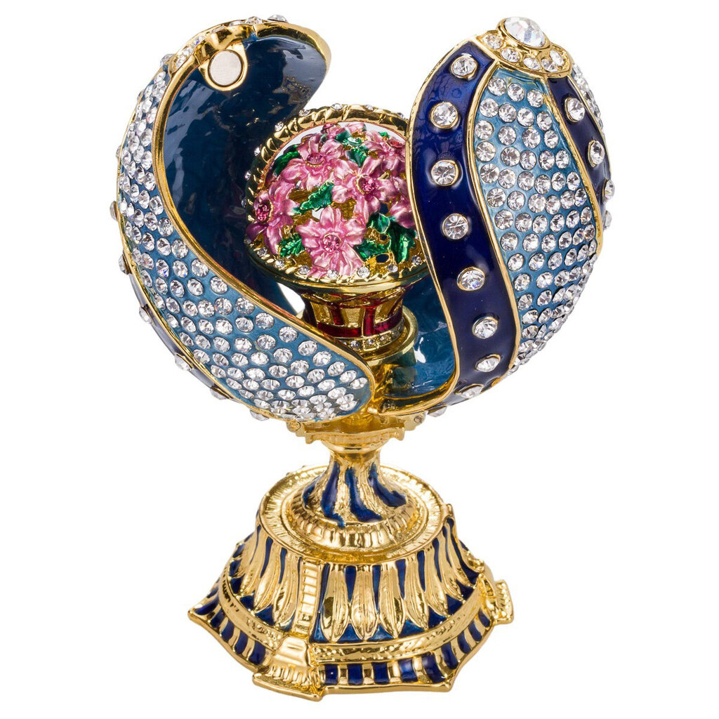 Faberge stiliaus susuktas kiaušinis su gėlių krepšeliu kaina ir informacija | Kitos originalios dovanos | pigu.lt