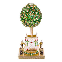 Faberge stiliaus kiaušinis, papuošalų dėžutė "Lauro medis" (apelsinų medis) su paukščiuku kaina ir informacija | Kitos originalios dovanos | pigu.lt