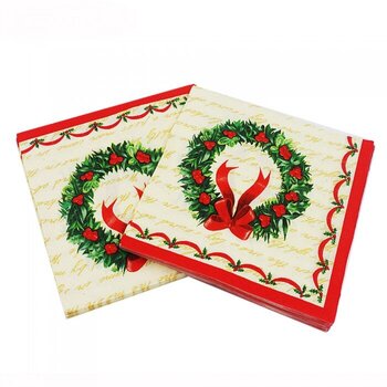 Kalėdinės servetėlės su vainikėliu, 20 vnt. kaina ir informacija | Vienkartiniai indai šventėms | pigu.lt