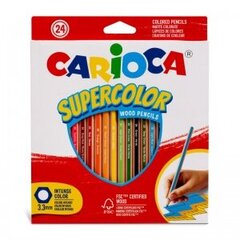 Spalvoti pieštukai Carioca Supercolor, 24 sp. kaina ir informacija | Piešimo, tapybos, lipdymo reikmenys | pigu.lt