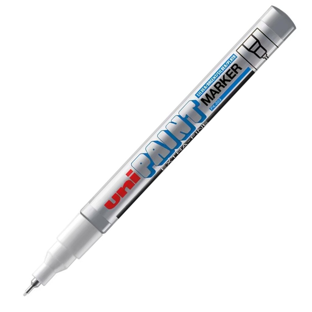 Žymeklis Uni-Ball Paint Marker PX-203, 12vnt., sidabrinis цена и информация | Kanceliarinės prekės | pigu.lt