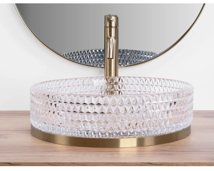 Praustuvas REA Cristal Transparent 39 Gold Brush Ring kaina ir informacija | Praustuvai | pigu.lt