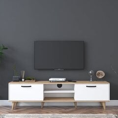 TV staliukas Asir, 180x49x35 cm, baltas/rudas kaina ir informacija | TV staliukai | pigu.lt