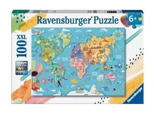 Dėlionė Pasaulio žemėlapis Ravensburger, 100 d. kaina ir informacija | Dėlionės (puzzle) | pigu.lt
