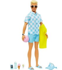 Mattel Barbie: кукла Кен с плавками и аксессуарами в пляжном стиле (HPL74) цена и информация | Игрушки для девочек | pigu.lt