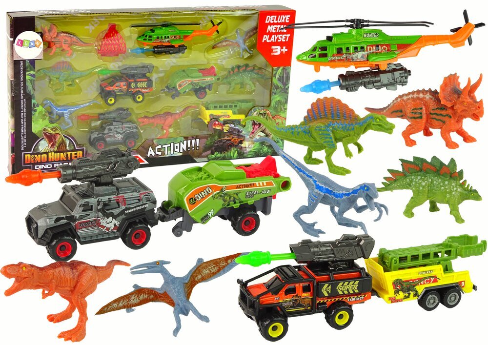 Transporto priemonių rinkinys su dinozaurais Lean Toys kaina ir informacija | Žaislai berniukams | pigu.lt