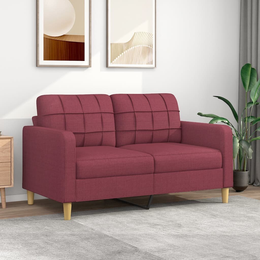 Dvivietė sofa vidaXL, 140cm, raudona kaina ir informacija | Sofos | pigu.lt