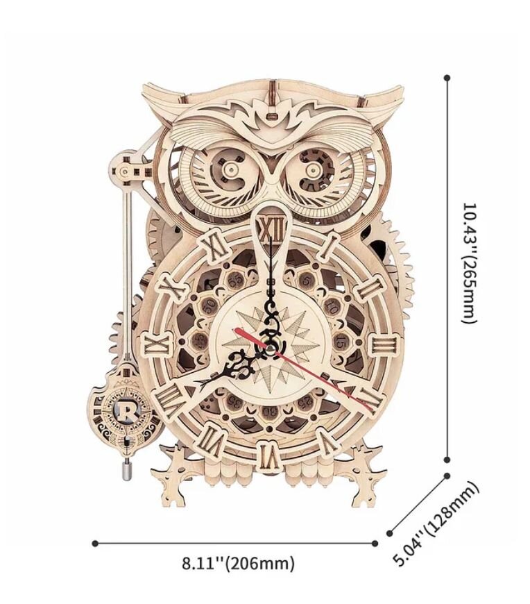 Medinis 3D galvosūkis TM Varvikas Owl Clock RK004e цена и информация | Konstruktoriai ir kaladėlės | pigu.lt