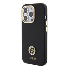 Guess Liquid Silicone 4G Strass Metal Logo Case for iPhone 15 Pro Black цена и информация | Чехлы для телефонов | pigu.lt