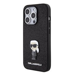 Karl Lagerfeld Fixed Glitter Metal Ikonik Case for iPhone 15 Pro Black цена и информация | Чехлы для телефонов | pigu.lt