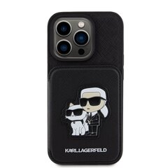 Karl Lagerfeld PU Saffiano Card Slot Stand Karl and Choupette Case for iPhone 15 Pro Black цена и информация | Чехлы для телефонов | pigu.lt