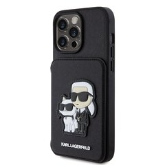 Karl Lagerfeld PU Saffiano Card Slot Stand Karl and Choupette Case for iPhone 15 Pro Max Black цена и информация | Чехлы для телефонов | pigu.lt