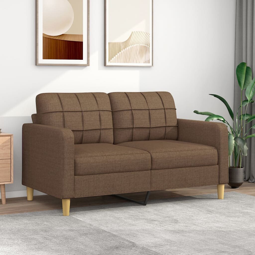 Dvivietė sofa vidaXL, 140cm, ruda kaina ir informacija | Sofos | pigu.lt