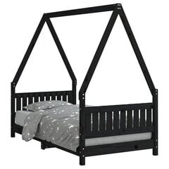 Vaikiškos lovos rėmas vidaXL, 80x160 cm, juodas kaina ir informacija | Vaikiškos lovos | pigu.lt