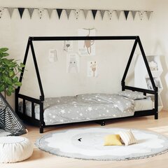 Vaikiškos lovos rėmas vidaXL, 90x200 cm, juodas kaina ir informacija | Vaikiškos lovos | pigu.lt