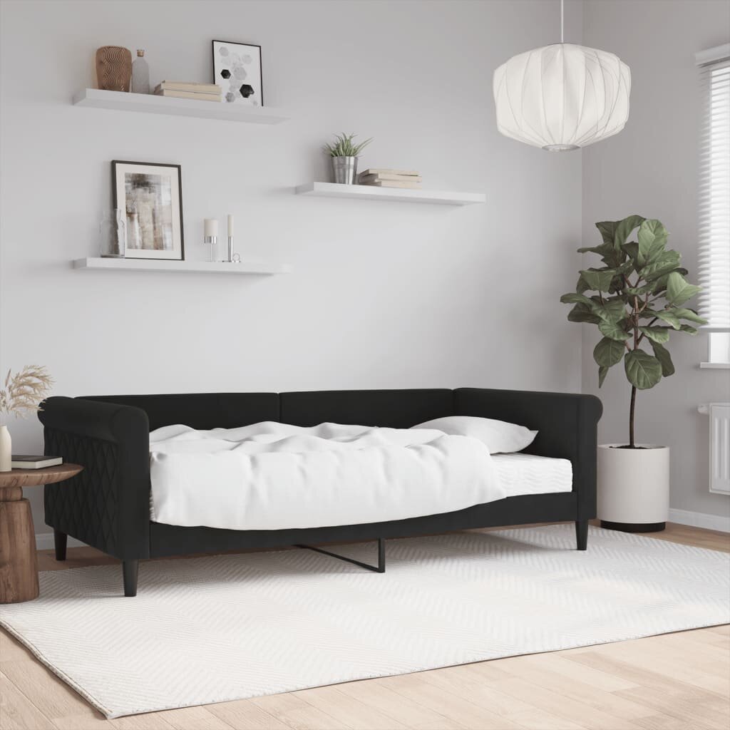 Sofa-lova vidaXL, 90x190 cm, juoda kaina ir informacija | Lovos | pigu.lt