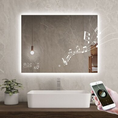 Vonios veidrodis su LED apšvietimu Flamespot, sidabrinis kaina ir informacija | Veidrodžiai | pigu.lt