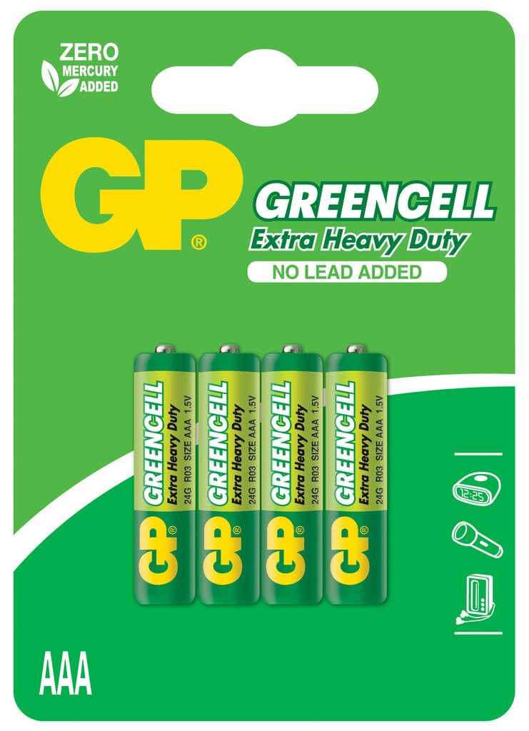 GP Greencell elementai R03 (AAA) kaina ir informacija | Elementai | pigu.lt