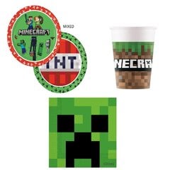 Vienkartiniai indai 8 žmonėms Minecraft (puodeliai, lėkštės ir servetėlės) kaina ir informacija | Vienkartiniai indai šventėms | pigu.lt