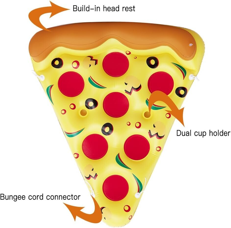 Pripučiamas plaustas Pizza, 170 x 140cm, geltonas kaina ir informacija | Pripučiami čiužiniai ir baldai | pigu.lt