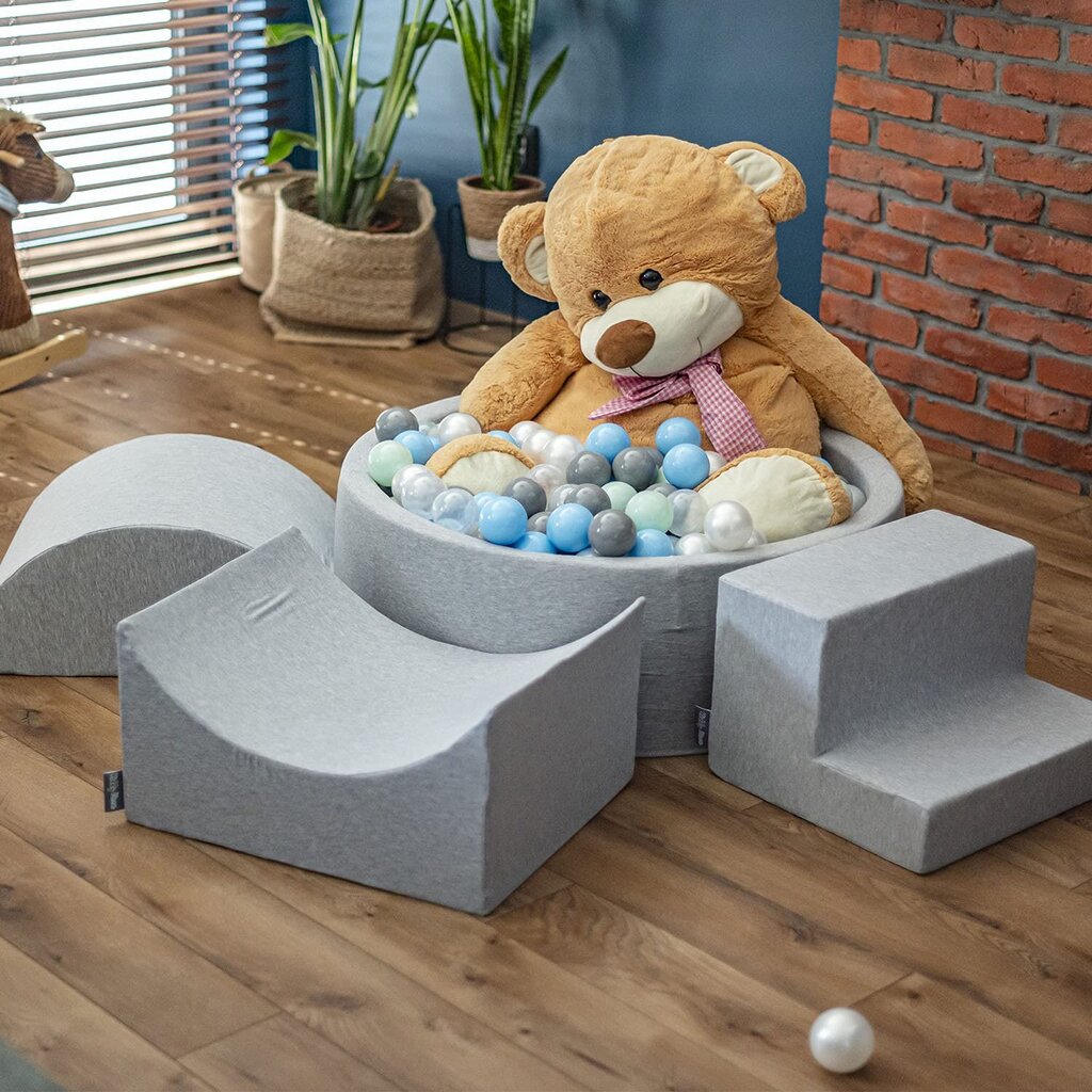 Kamuoliukų baseinas KiddyMoon 90x30 cm/300, pilkas kaina ir informacija | Žaislai kūdikiams | pigu.lt
