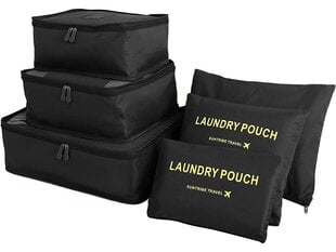 Набор дорожных органайзеров для чемодана и гардероба (6 шт. в наборе), черный цена и информация | Вешалки и мешки для одежды | pigu.lt