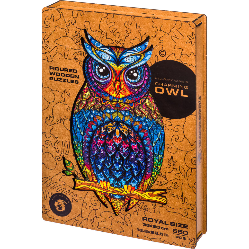 Medinė dėlionė Unidragon Charming Owl, 186 det. kaina ir informacija | Dėlionės (puzzle) | pigu.lt