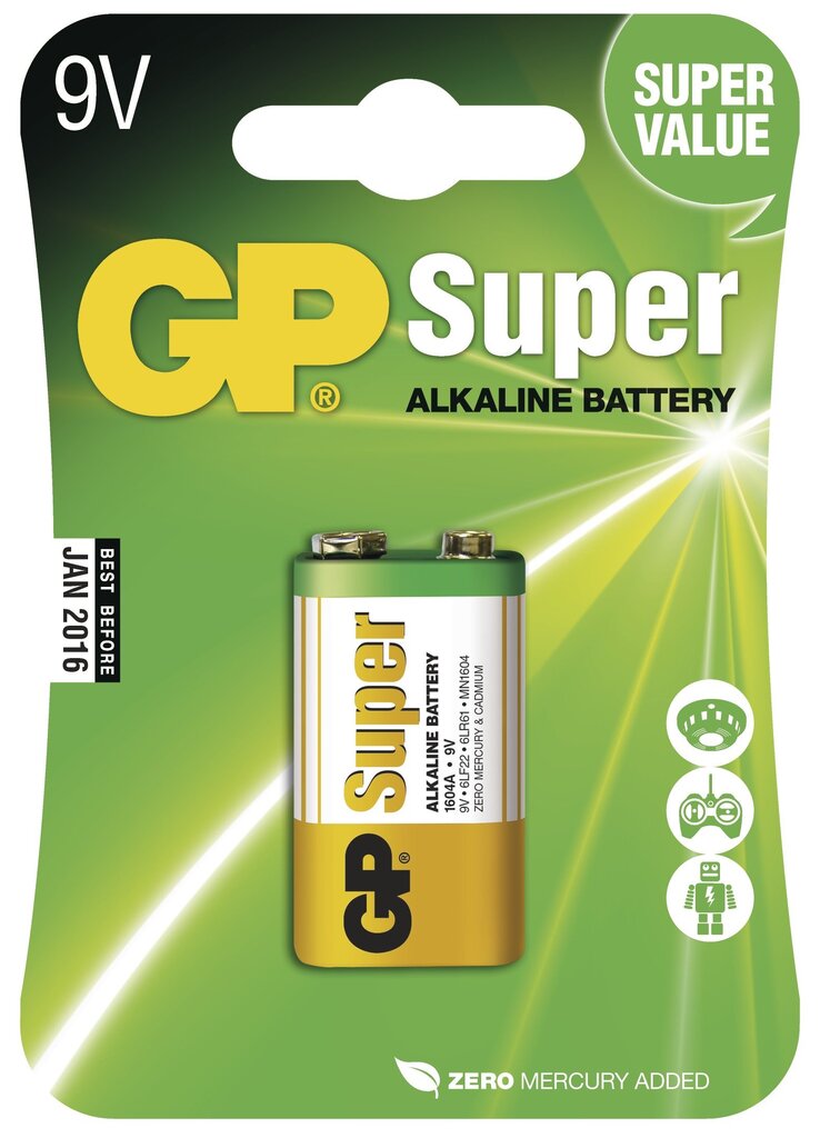 GP Super elementai 6LR61 (9V) цена и информация | Elementai | pigu.lt