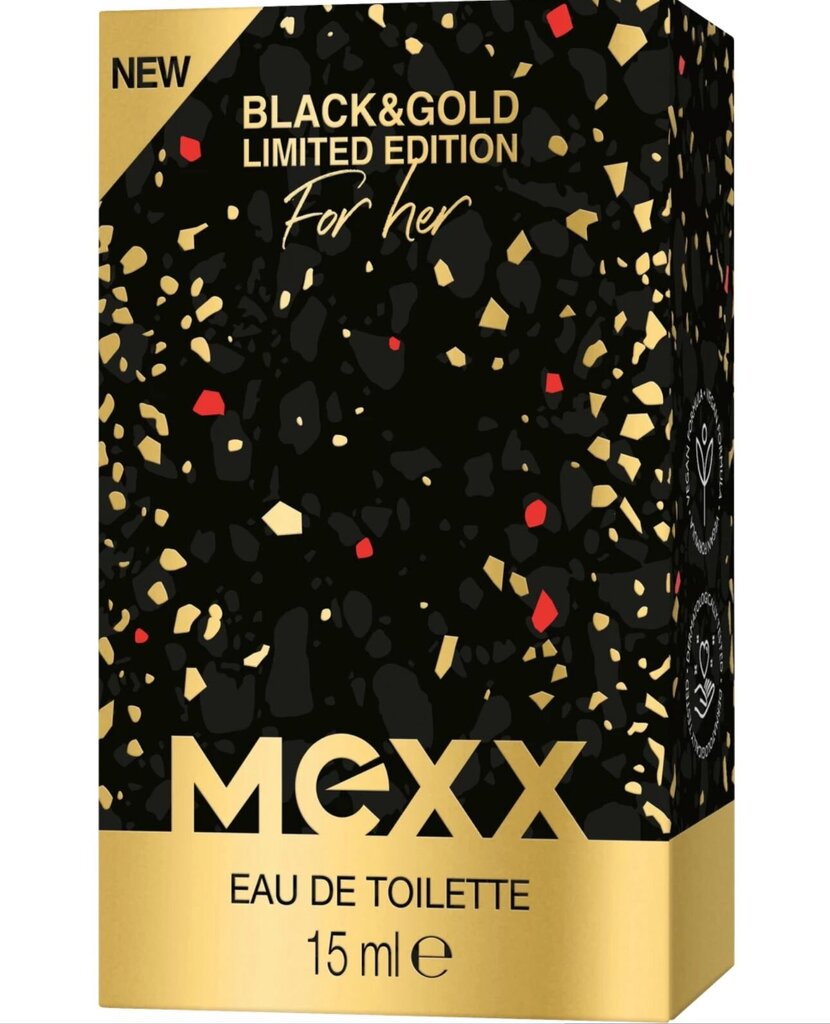 Tualetinis vanduo Mexx Black & Gold Limited Edition EDT moterims, 15 ml  цена | pigu.lt