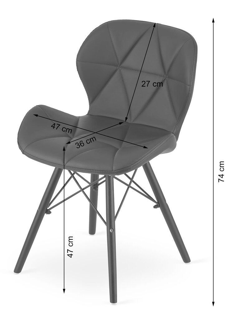 2-ių kėdžių komplektas Lago, juodas kaina ir informacija | Virtuvės ir valgomojo kėdės | pigu.lt