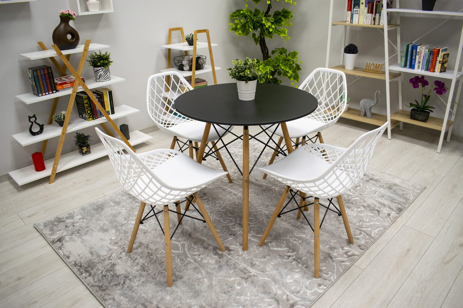 3-ių kėdžių komplektas Sakai, baltas/rudas kaina ir informacija | Virtuvės ir valgomojo kėdės | pigu.lt
