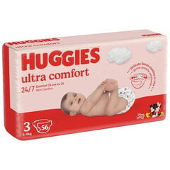 Sauskelnės Huggies Ultra Comfort, 3(4-9 kg), 56 vnt. kaina ir informacija | Sauskelnės | pigu.lt