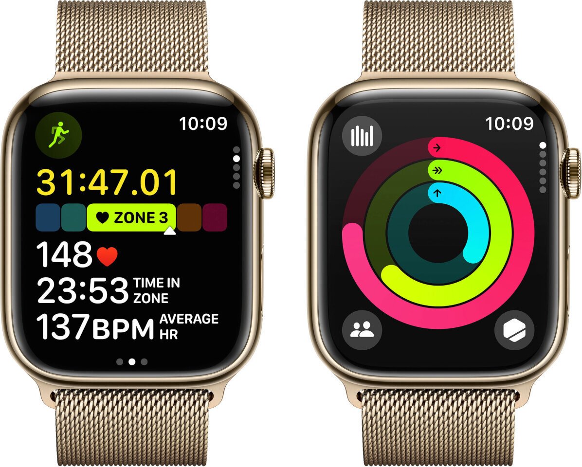Apple Watch Series 9 45mm Gold Stainless Steel/Gold Milanese Loop kaina ir informacija | Išmanieji laikrodžiai (smartwatch) | pigu.lt