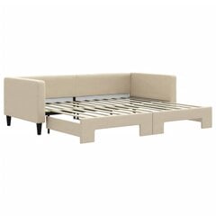 Sofa-lova vidaXL, 90x200 cm, smėlio spalvos kaina ir informacija | Lovos | pigu.lt