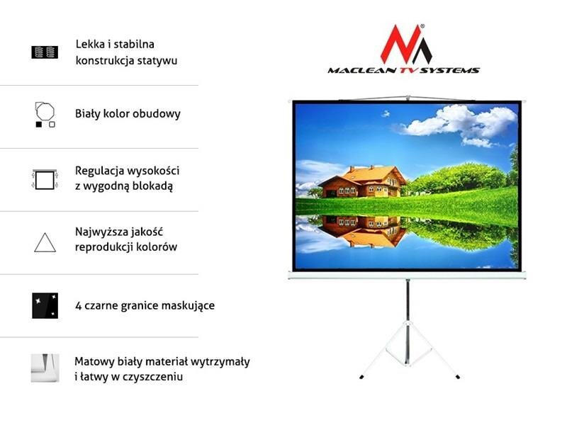 Maclean 100" 4:3 200X150 MC-595 цена и информация | Projektorių ekranai | pigu.lt
