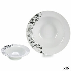 Блюдо для пасты Белый Чёрный 23 x 6,5 x 23 cm Фарфор (16 штук) цена и информация | Посуда, тарелки, обеденные сервизы | pigu.lt