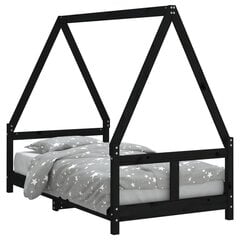 Vaikiškos lovos rėmas vidaXL, 80x160 cm, juodas цена и информация | Детские кровати | pigu.lt