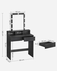 Kosmetikos staliukas Vasagle RDT114T16, juodas цена и информация | Туалетные столики | pigu.lt
