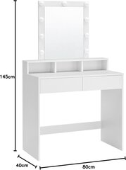 Kosmetinis staliukas su veidrodžiu Vasagle RDT114W01, baltas kaina ir informacija | Kosmetiniai staliukai | pigu.lt