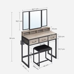 Kosmetinis staliukas Vasagle RVT004B02, juodas цена и информация | Туалетные столики | pigu.lt