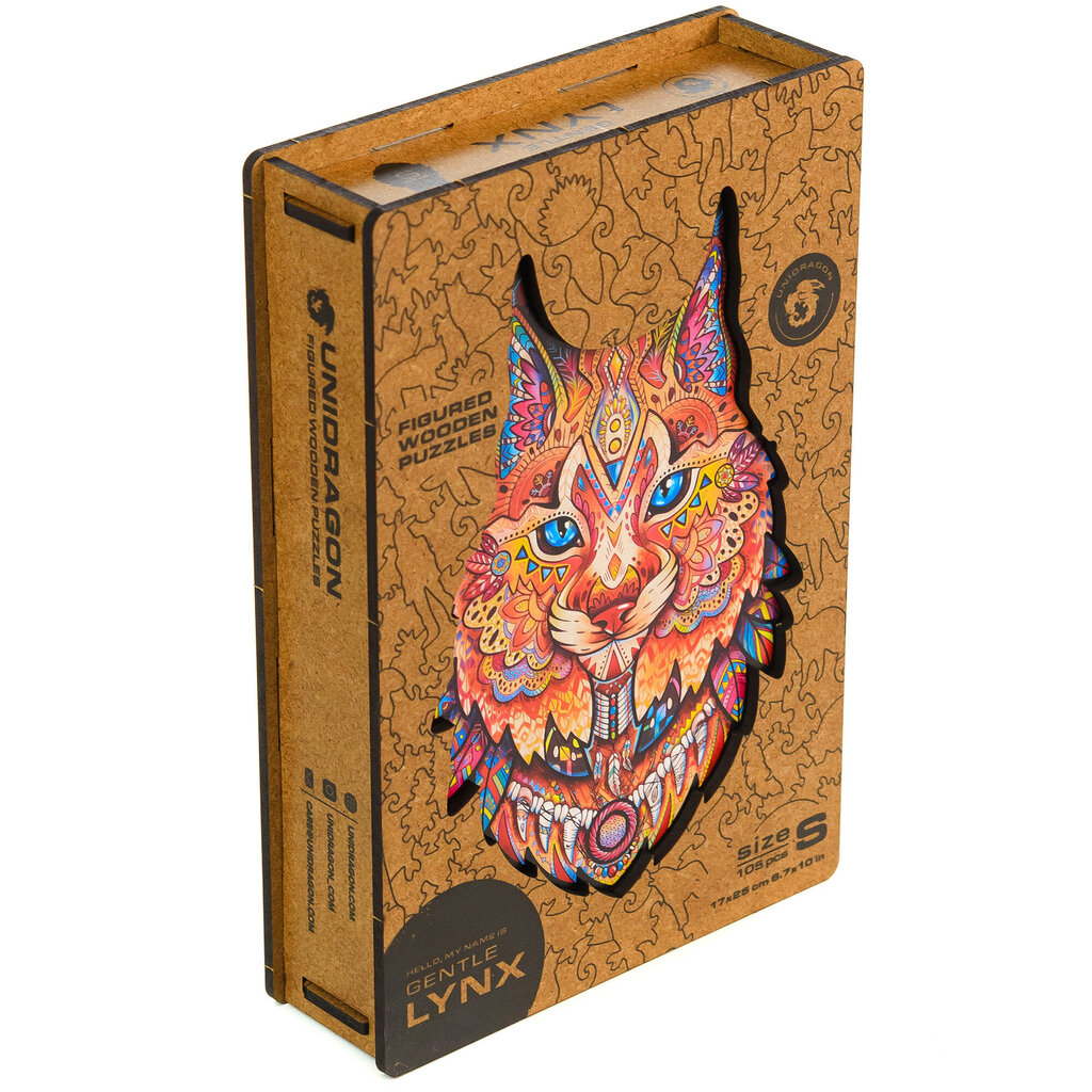 Medinė dėlionė Unidragon Gently Lynx, 187 det. цена и информация | Dėlionės (puzzle) | pigu.lt