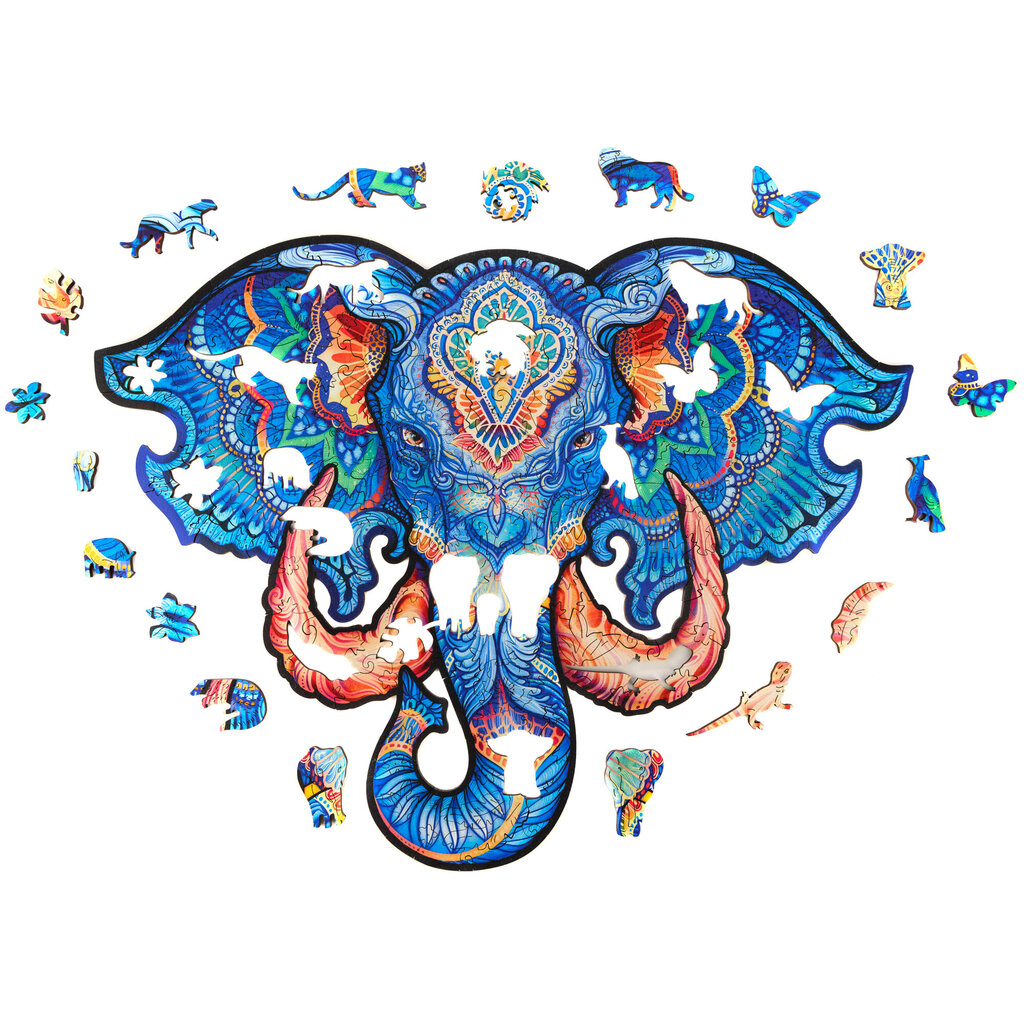 Medinė dėlionė Unidragon Eternal Elephant, 194 det. kaina ir informacija | Dėlionės (puzzle) | pigu.lt