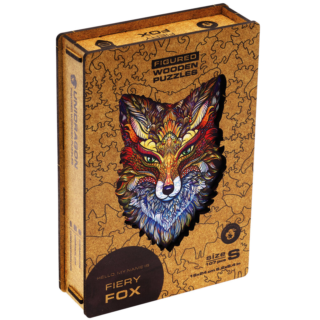 Medinė dėlionė Unidragon Fiery Fox, 308 det. kaina ir informacija | Dėlionės (puzzle) | pigu.lt