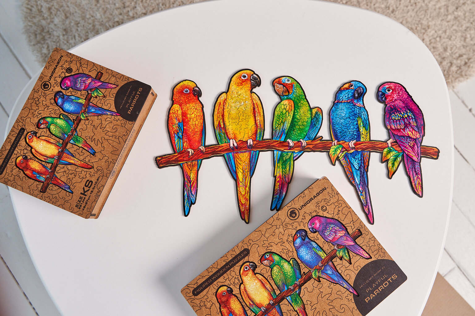 Medinė dėlionė Unidragon Playful parrots, 105 det. kaina ir informacija | Dėlionės (puzzle) | pigu.lt