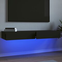 vidaXL TV spintelės su LED lemputėmis, 2vnt., juodos, 60x35x15,5cm цена и информация |  Тумбы под телевизор | pigu.lt