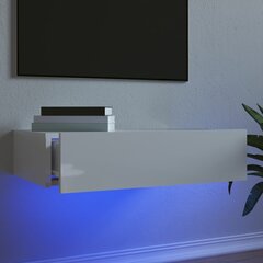 vidaXL Televizoriaus spintelė su LED lemputėmis, balta, 60x35x15,5cm kaina ir informacija | TV staliukai | pigu.lt