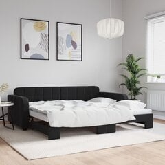 Sofa-lova vidaXL, 90x200 cm, juoda kaina ir informacija | Lovos | pigu.lt